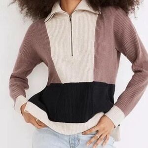 Madewell Multicolor Glenbrook Colorblock Half Zip Pullover Sweater Size Small